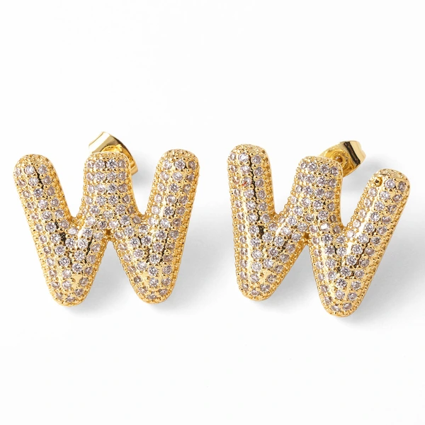 AS jewelry hot selling 26 English letters earrings gold-plated full zircon earrings female era009