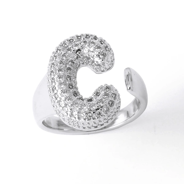 Jewelry Europe and the United States hot selling 26 English letter ring gold-plated full zircon fat letter ring rih91