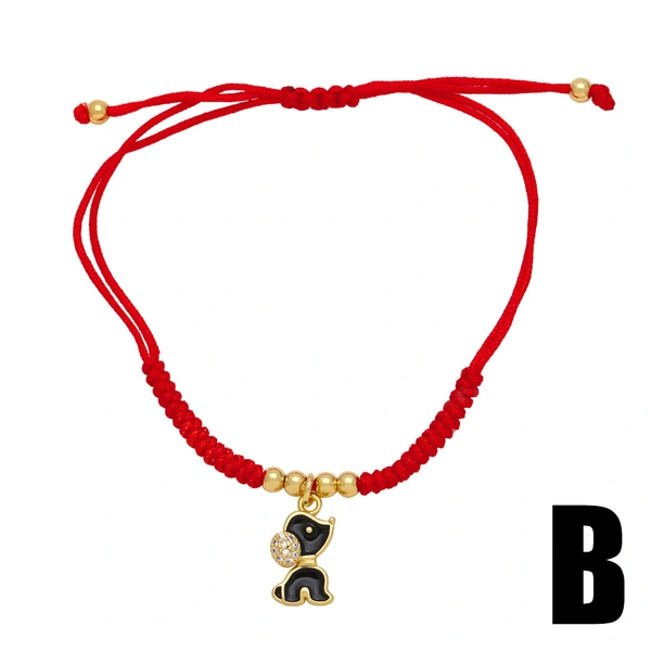 European and American new personality cute bear pendant bracelet female fashion simple braided puppy hand rope bracelet brk90