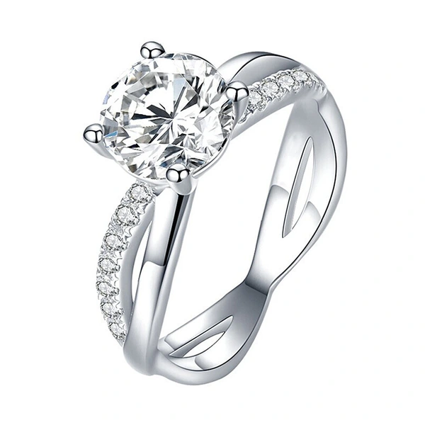  Wholesale celebrity classic round zircon ring engagement wedding matching jewelry fashion micro inlaid ring