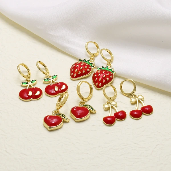 AS jewelry European and American oil drop fruit cherry strawberry pendant earrings earrings era098 earrings