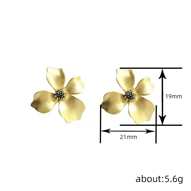   Hot selling metal electroplated earrings for women lily flower elegant jewelry forest oil drop niche