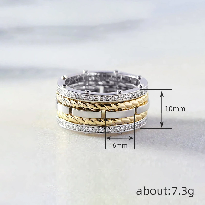 Metal electroplating two-color simple ring unisex daily matching ring fashionable niche personality