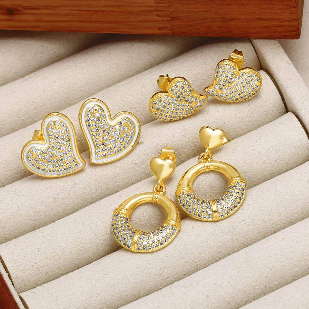 AS jewelry love heart earrings female high-grade copper plated real gold earrings earrings ert03