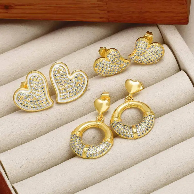 AS jewelry love heart earrings female high-grade copper plated real gold earrings earrings ert03