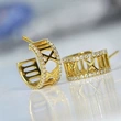  European and American Asian micro-inlaid zircon earrings with Roman numerals, fashionable and elegant French style accessories