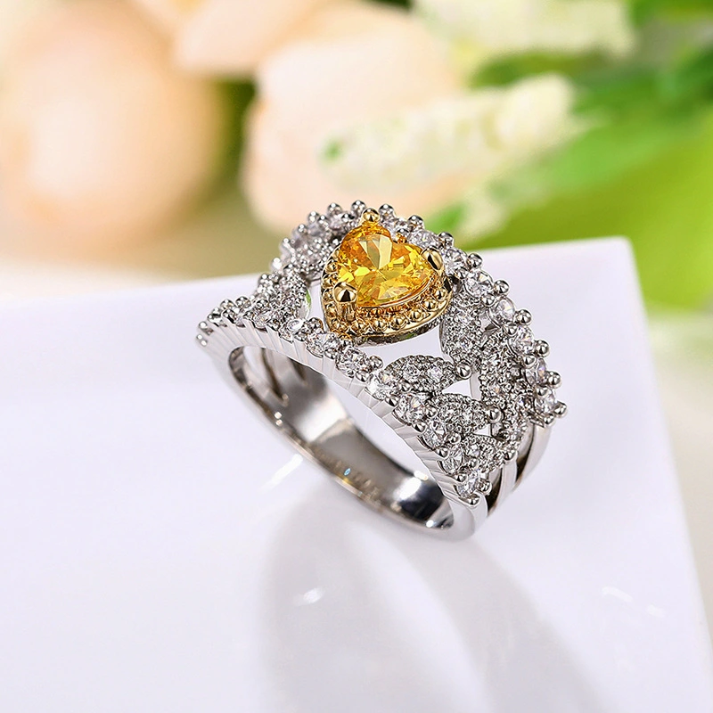 Xiaohongshu same style retro hollow ring fashionable and versatile design index finger ring love heart shaped female ring