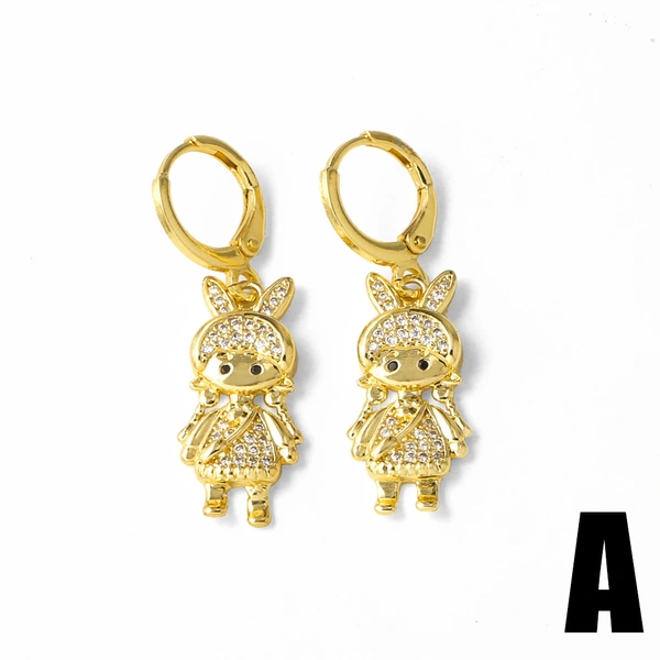 AS jewelry European and American hot selling copper plated 18k gold boys and girls racket earrings earrings era377 earrings