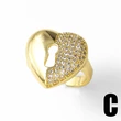 AS jewelry new zircon gold-plated love heart open ring ring female ris33