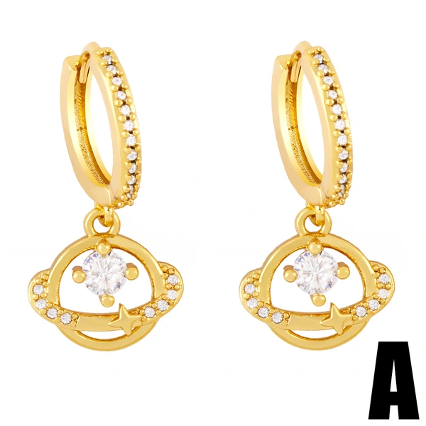 Clearance planet earrings European and American simple niche design earrings flash diamond Saturn diamond earrings wholesale ery56