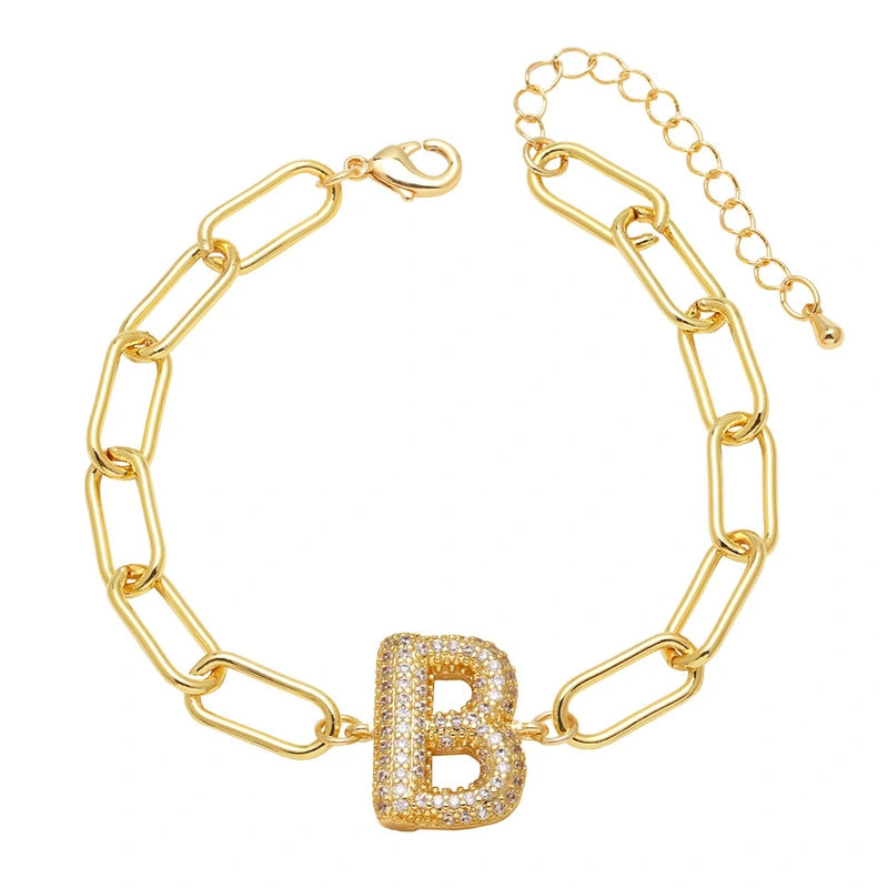 AS jewelry European and American hot-selling copper plated 18k gold zircon 26 English letters love bracelet jewelry brh51