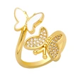Clearance niche design double butterfly oil drop zircon ring open ring female versatile index finger ring wholesale riq68