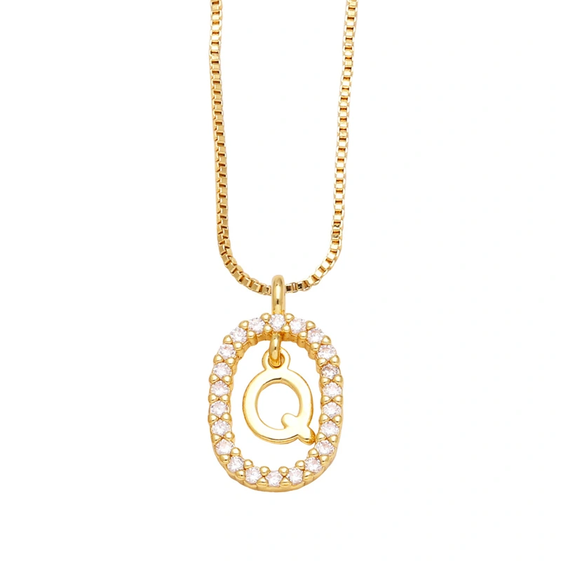 AS jewelry new style inlaid zircon 26 English letters necklace female gold-plated clavicle chain nka019