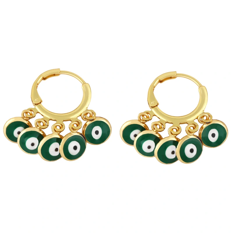 Clearance colorful oil drip tassel earrings female design European and American popular devil eye earrings ery60