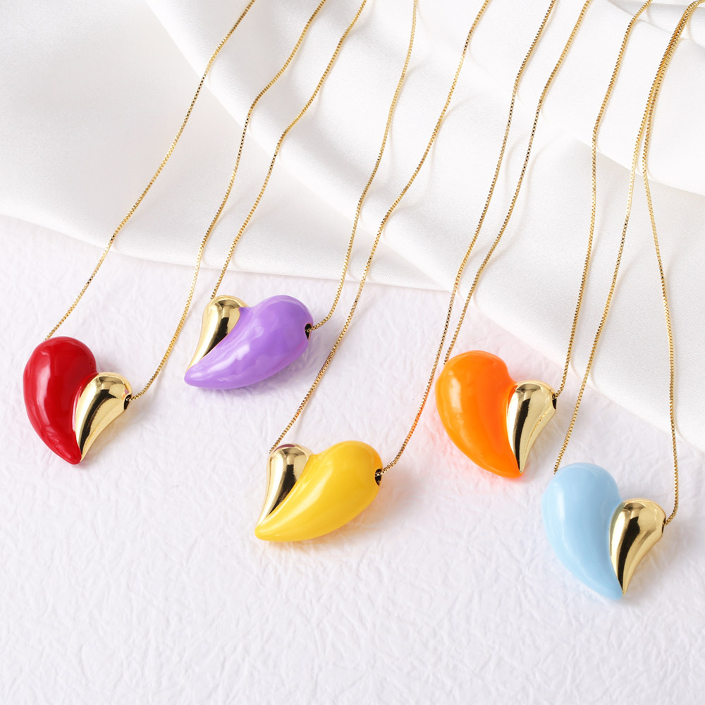 AS jewelry new European and American two-color oil drop love heart necklace clavicle chain nks39 necklace