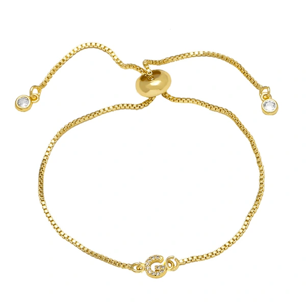 AS jewelry full zirconium 26 English letters bracelet copper plated real gold adjustment jewelry brm62