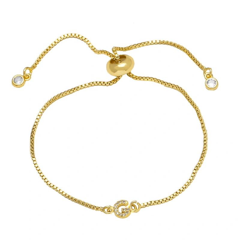 AS jewelry full zirconium 26 English letters bracelet copper plated real gold adjustment jewelry brm62