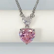 Korean style double heart pink diamond women's necklace cute peach heart zircon small pendant colored gem love pendant
