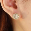  Zircon retro round earrings fashion hot selling temperament earrings women's spring style personality commuter earrings