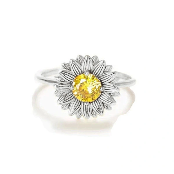  Forest style exquisite sunflower ring for women pastoral style flower flower ring fashionable and fresh popular jewelry