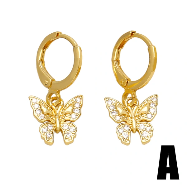 Hot selling diamond butterfly earrings earrings European and American simple temperament butterfly earrings earrings ert90