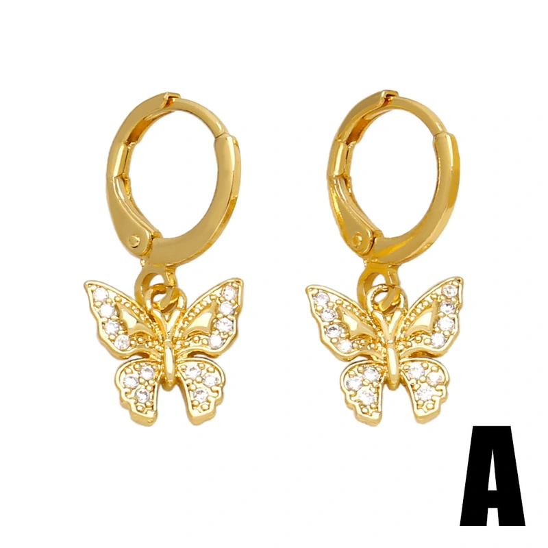 Hot selling diamond butterfly earrings earrings European and American simple temperament butterfly earrings earrings ert90