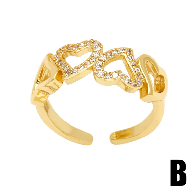 Clearance European and American high-end ring personality trend double-layer opening star moon love ring rin89