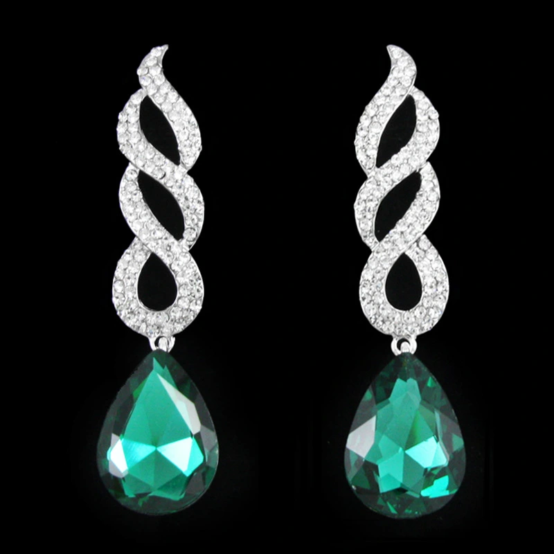 AS jewelry European and American wedding earrings women's inlaid crystal color water drop earrings wholesale erg84