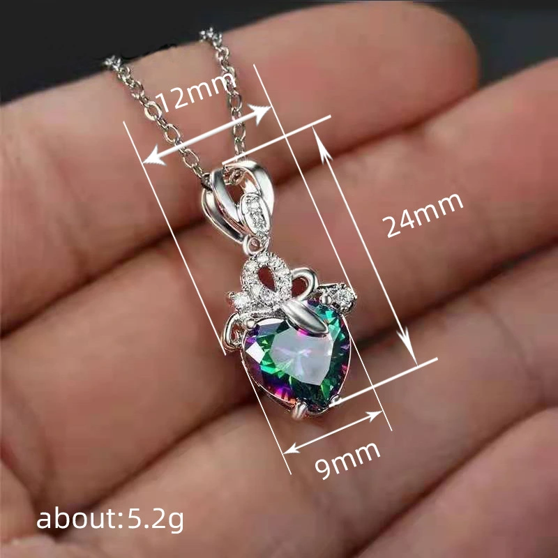   Hot selling fashion love pendant heart shaped zircon women's necklace royal queen accessories necklace female