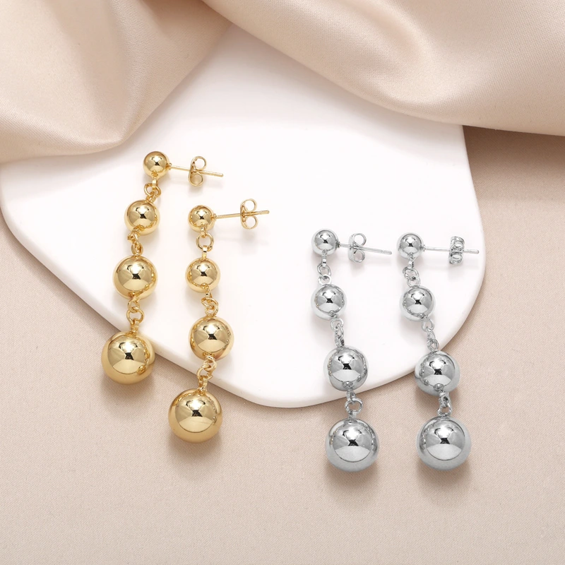 AS jewelry earrings hot selling smooth round earrings women's high-end gold-plated earrings eru82