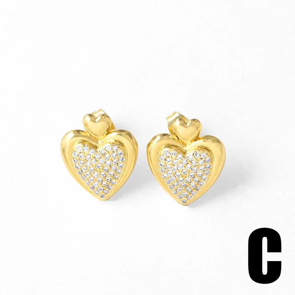 AS jewelry hot selling love peach heart earrings female gold-plated inlaid zircon heart-shaped earrings era392