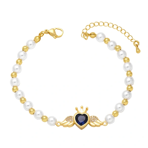 Clearance trend personality sweet cool style love bracelet female net red pearl bracelet colored diamond peach heart bracelet brj96