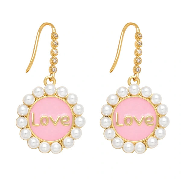 Clearance 2023 niche design personality micro-inlaid pearl Love earrings earrings versatile fashion earrings erq63