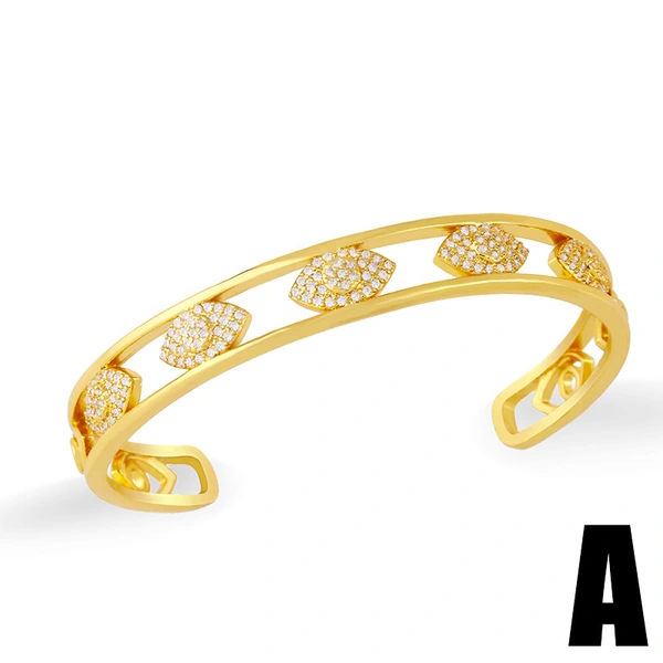 European and American personality exaggerated bracelet creative inlaid large zircon devil eye bracelet copper plated 18K gold jewelry brd58