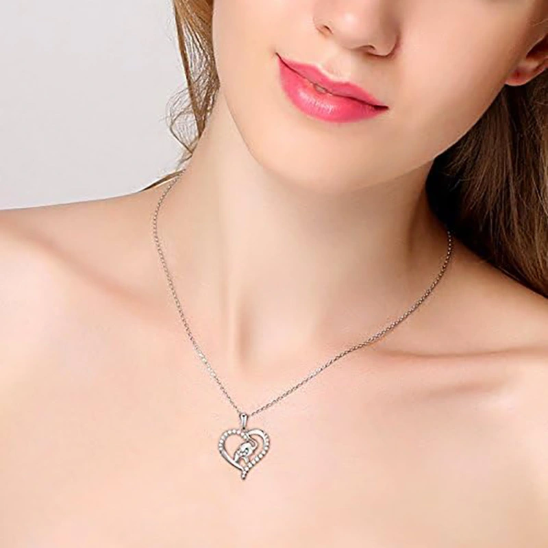  Hot selling animal necklaces in Europe and America, high-end and versatile elephant necklaces, heart-shaped clavicle chains