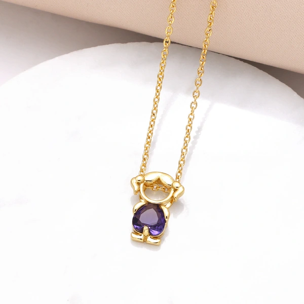 AS jewelry girl pendant necklace copper plated real gold heart-shaped zircon clavicle chain nka031