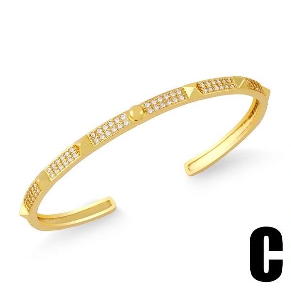 European and American fashion personality exaggerated leopard bracelet inlaid with zircon narrow plate starry sky nail open bracelet female brd22