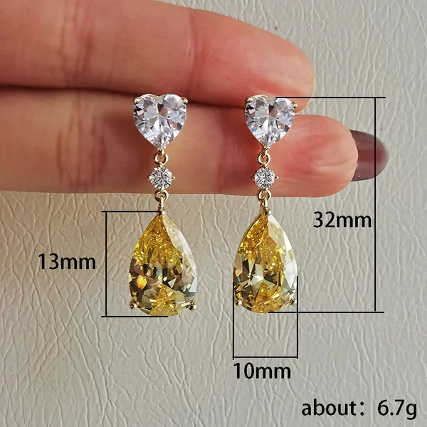Ruili magazine style pear-shaped earrings, light luxury and versatile design earrings, teardrop zircon women's ear jewelry