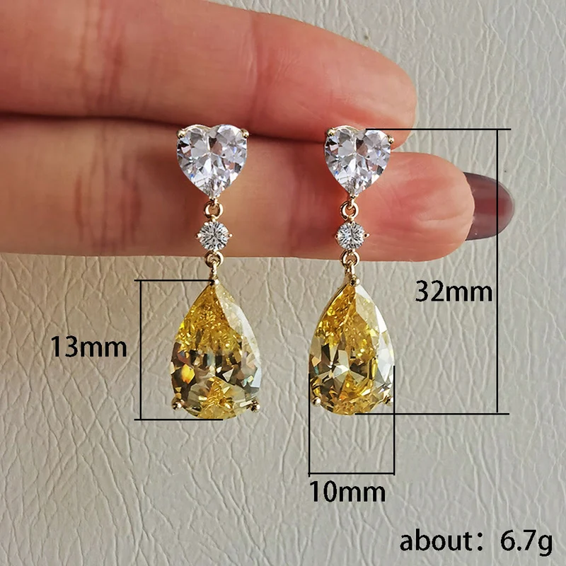 Ruili magazine style pear-shaped earrings, light luxury and versatile design earrings, teardrop zircon women's ear jewelry