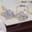 Sweet and elegant 3D flower earrings with roses, fashionable and versatile, factory direct sales