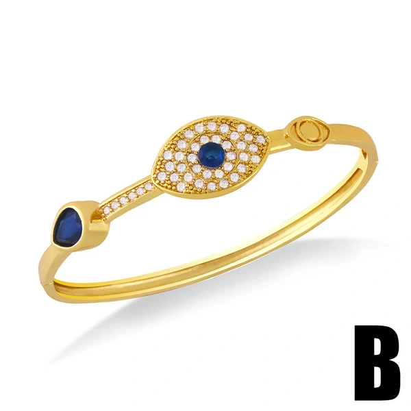 European and American personality exaggerated bracelet creative inlaid large zircon devil eye bracelet copper plated 18K gold jewelry brd58