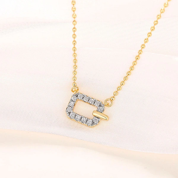 Fashion OL simple necklace geometric hollow design pendant light luxury daily versatile bead chain necklace