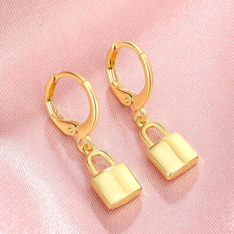  Lock shape earrings for women, fashionable and exquisite earrings, personalized popular geometric pattern jewelry gift