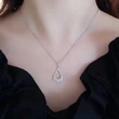 Fashion OL wedding bridal jewelry light luxury hollow pear-shaped pendant necklace temperament water drop pendant female