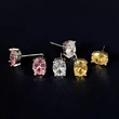 Special earrings dazzling four-claw single diamond earrings for women fashionable and small oval zircon earrings