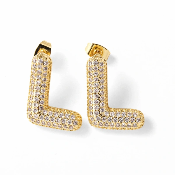 AS jewelry hot selling 26 English letters earrings gold-plated full zircon earrings female era009