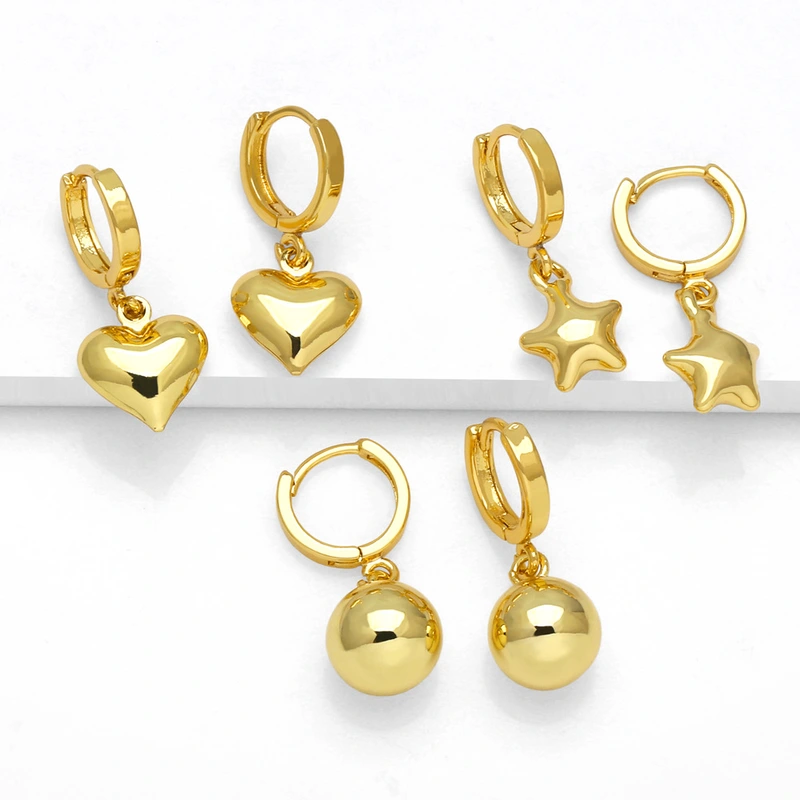 European and American jewelry simple fashion love pendant earrings niche light luxury copper plated 18k gold earrings ers77