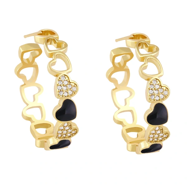 Clearance sale European and American exaggerated large earrings C-shaped hollow love earrings female net red peach heart earrings ery80