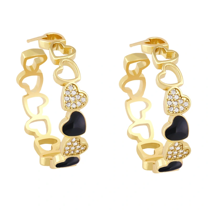 Clearance sale European and American exaggerated large earrings C-shaped hollow love earrings female net red peach heart earrings ery80