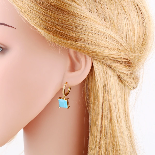 European and American temperament simple geometric square zircon earrings female Internet celebrity personality retro diamond short earrings ers15